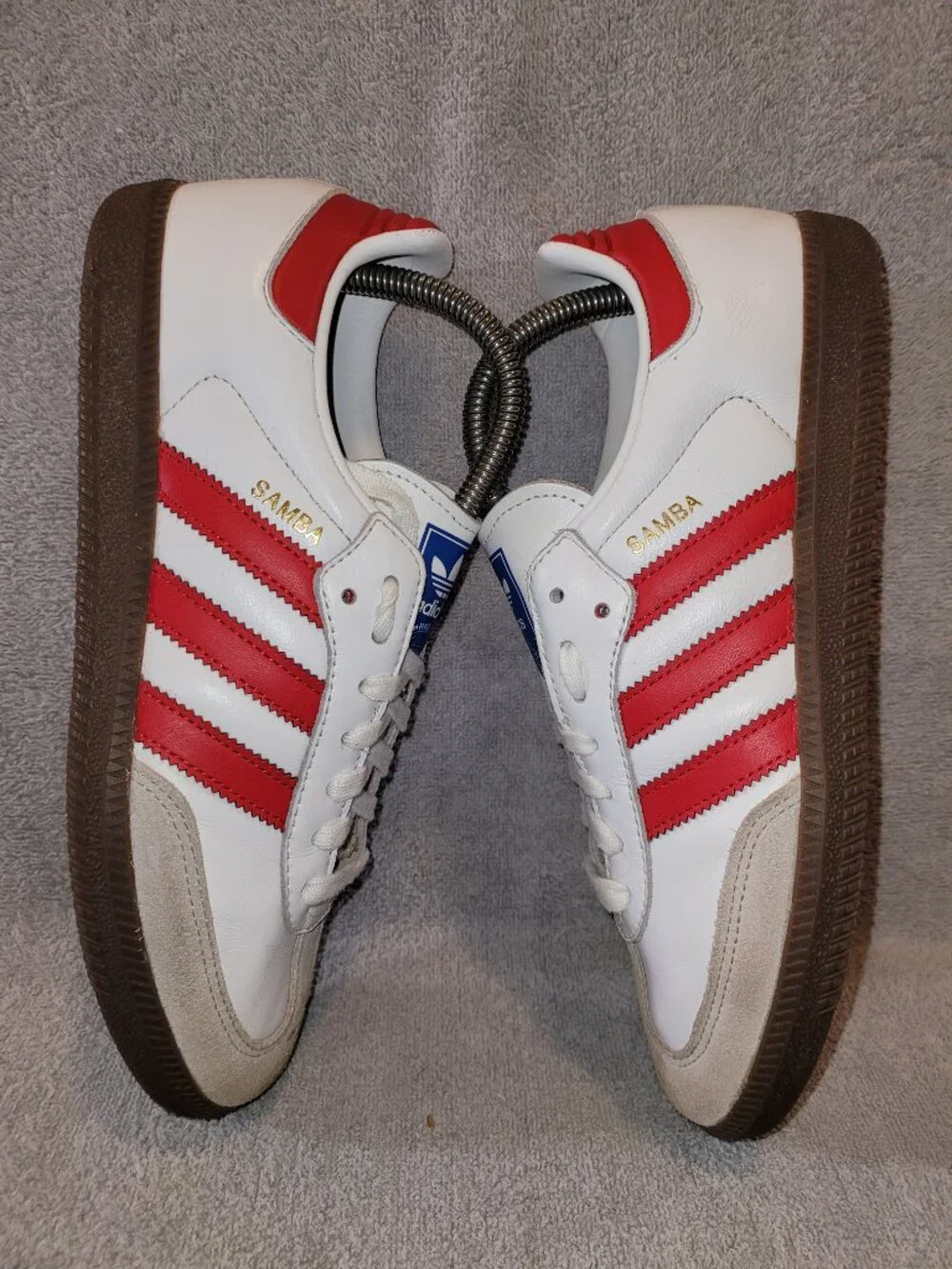 Adidas Samba OG Men Size 7.5 White Scarlet Red Brown Sneakers Shoes IG1025